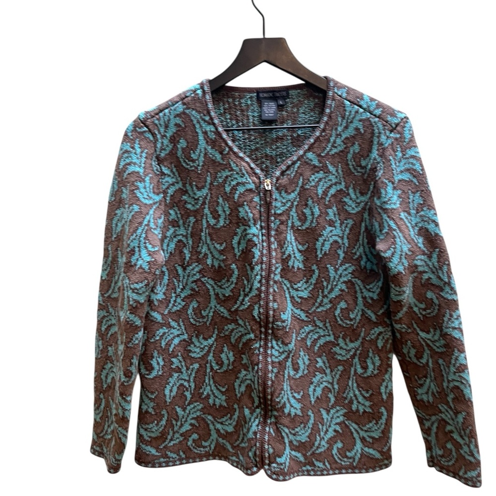 Nomadic Traders Brown And Teal Patterned Shacket … - image 1